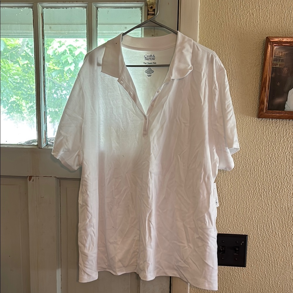 Croft & Barrow White Polo Shirt Classic Style